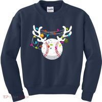 Christmas Lights Baseball Ball Funny Xmas Kids Sweatshirt thumb 0