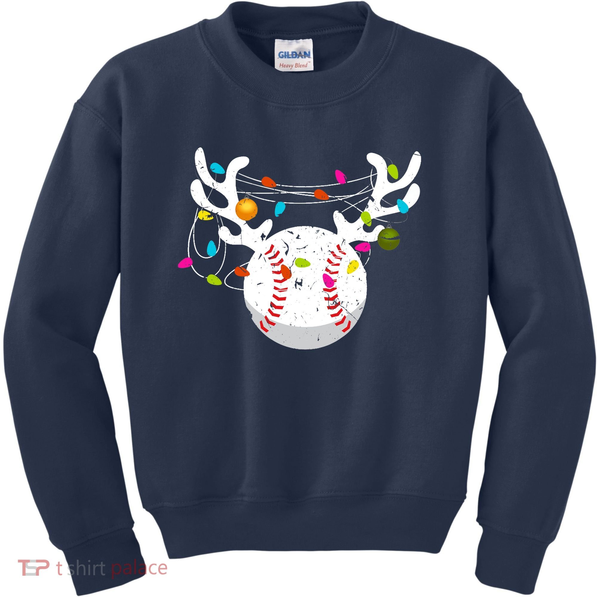 Christmas Lights Baseball Ball Funny Xmas Kids Sweatshirt