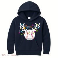 Christmas Lights Baseball Ball Funny Xmas Kids Hoodie thumb 0