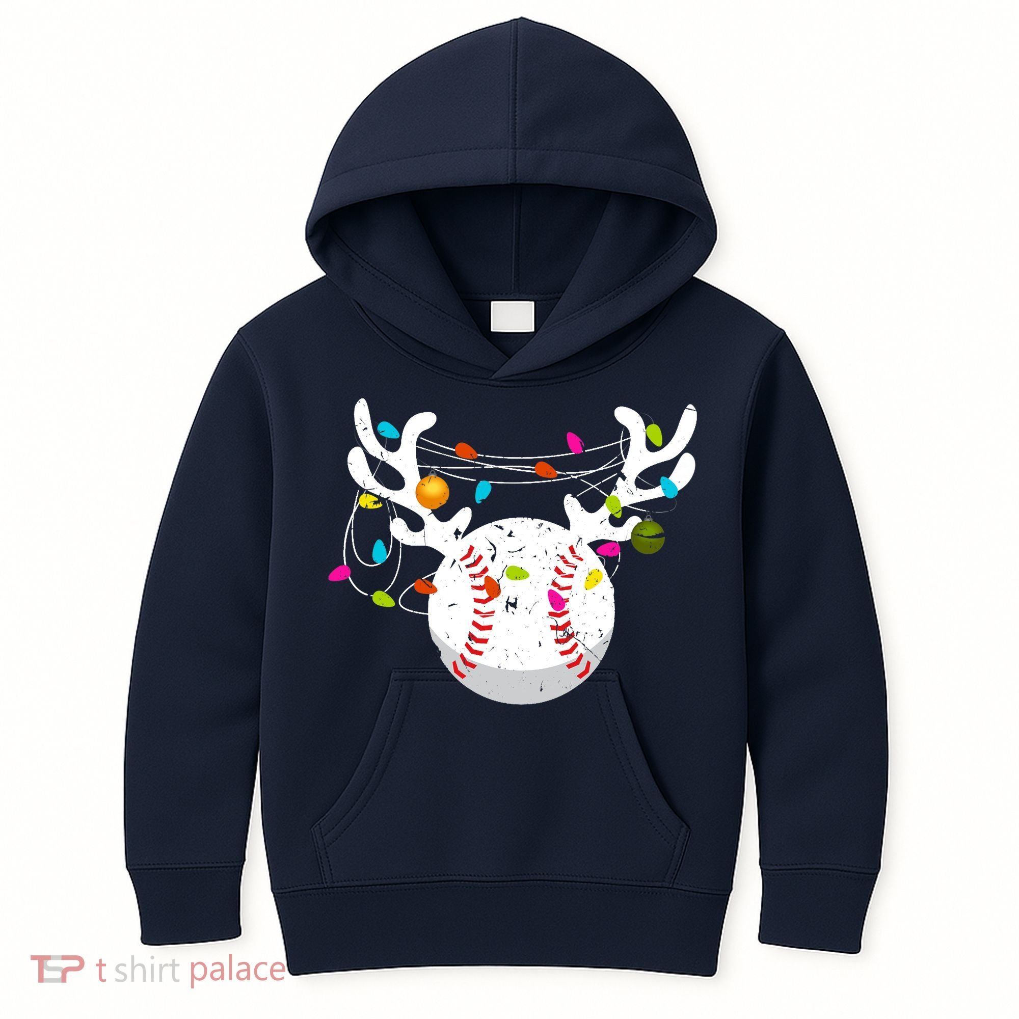 Christmas Lights Baseball Ball Funny Xmas Kids Hoodie