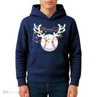 Christmas Lights Baseball Ball Funny Xmas Kids Hoodie thumb 4