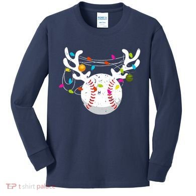 Christmas Lights Baseball Ball Funny Xmas Kids Long Sleeve Shirt