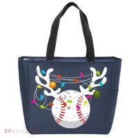 Christmas Lights Baseball Ball Funny Xmas Tote Bag thumb 0