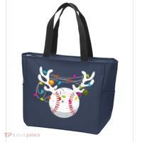 Christmas Lights Baseball Ball Funny Xmas Tote Bag thumb 3