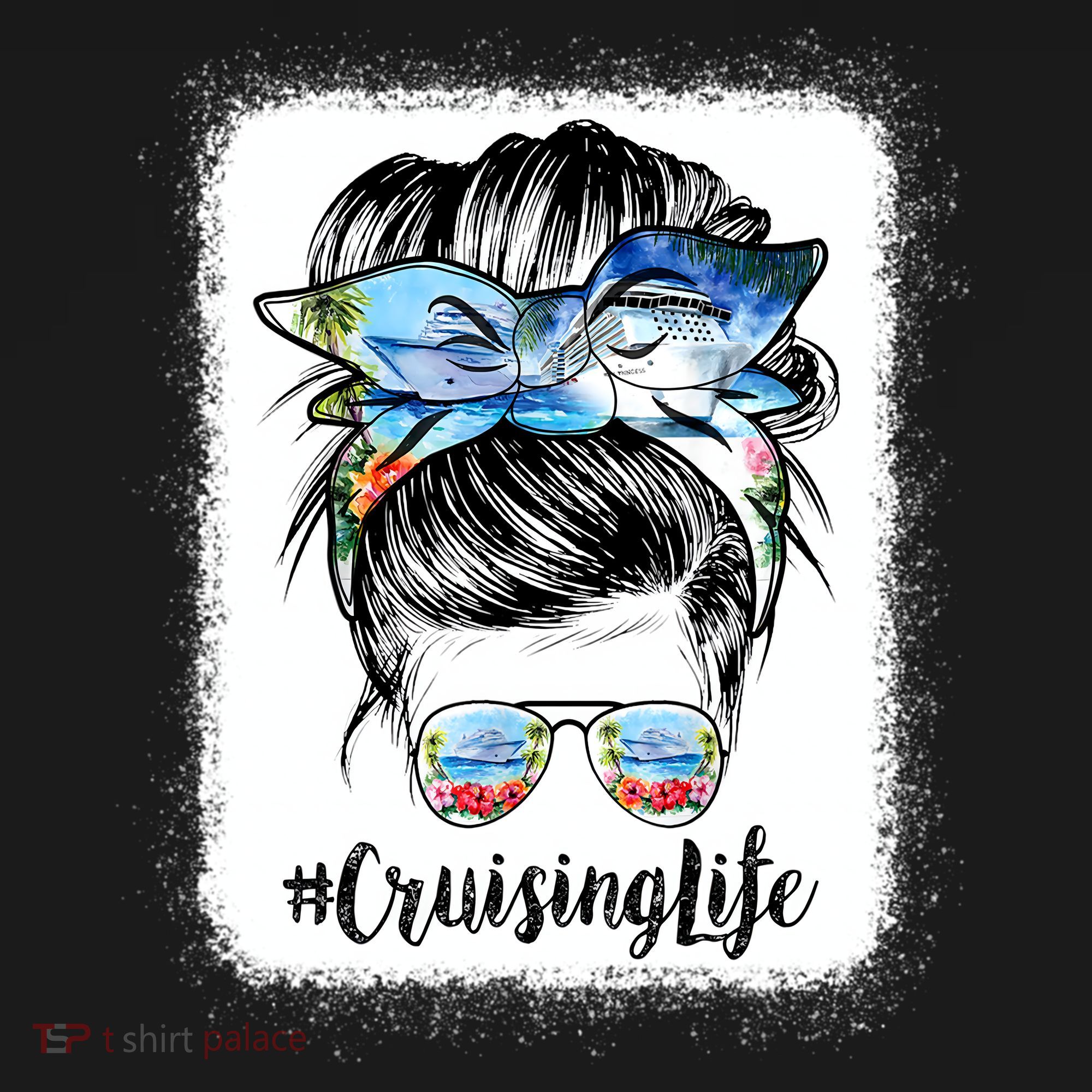 Cruising Life Cruise Messy Bun Hair Sunglasses Mom Great Gift Doggie Tank