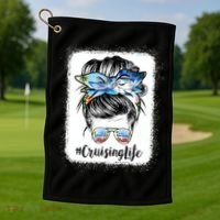 Cruising Life Cruise Messy Bun Hair Sunglasses Mom Great Gift Golf Towel thumb 1