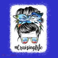 Cruising Life Cruise Messy Bun Hair Sunglasses Mom Great Gift T-Shirt thumb 7