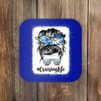 Cruising Life Cruise Messy Bun Hair Sunglasses Mom Great Gift Coaster thumb 0