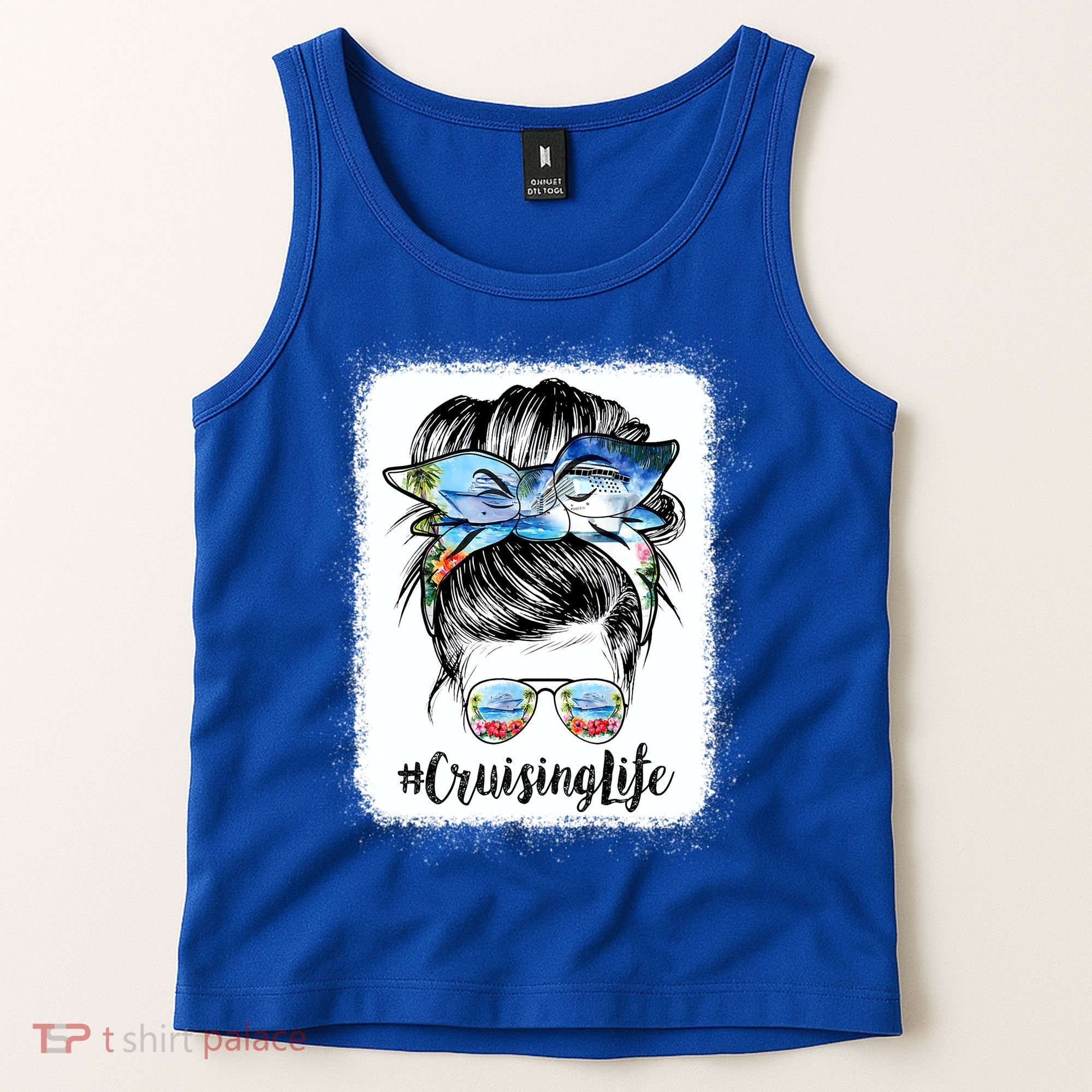 Cruising Life Cruise Messy Bun Hair Sunglasses Mom Great Gift Tank Top