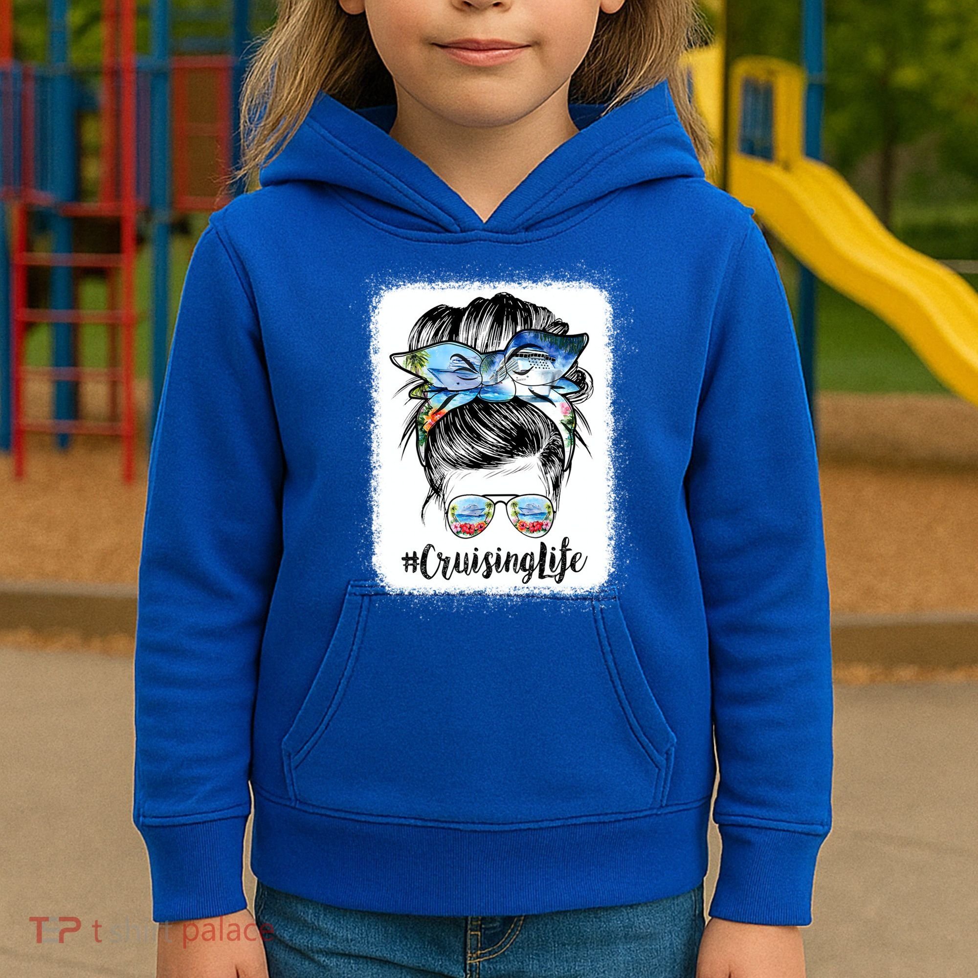 Cruising Life Cruise Messy Bun Hair Sunglasses Mom Great Gift Kids Hoodie