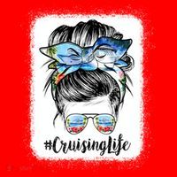Cruising Life Cruise Messy Bun Hair Sunglasses Mom Great Gift Santa Hat thumb 1