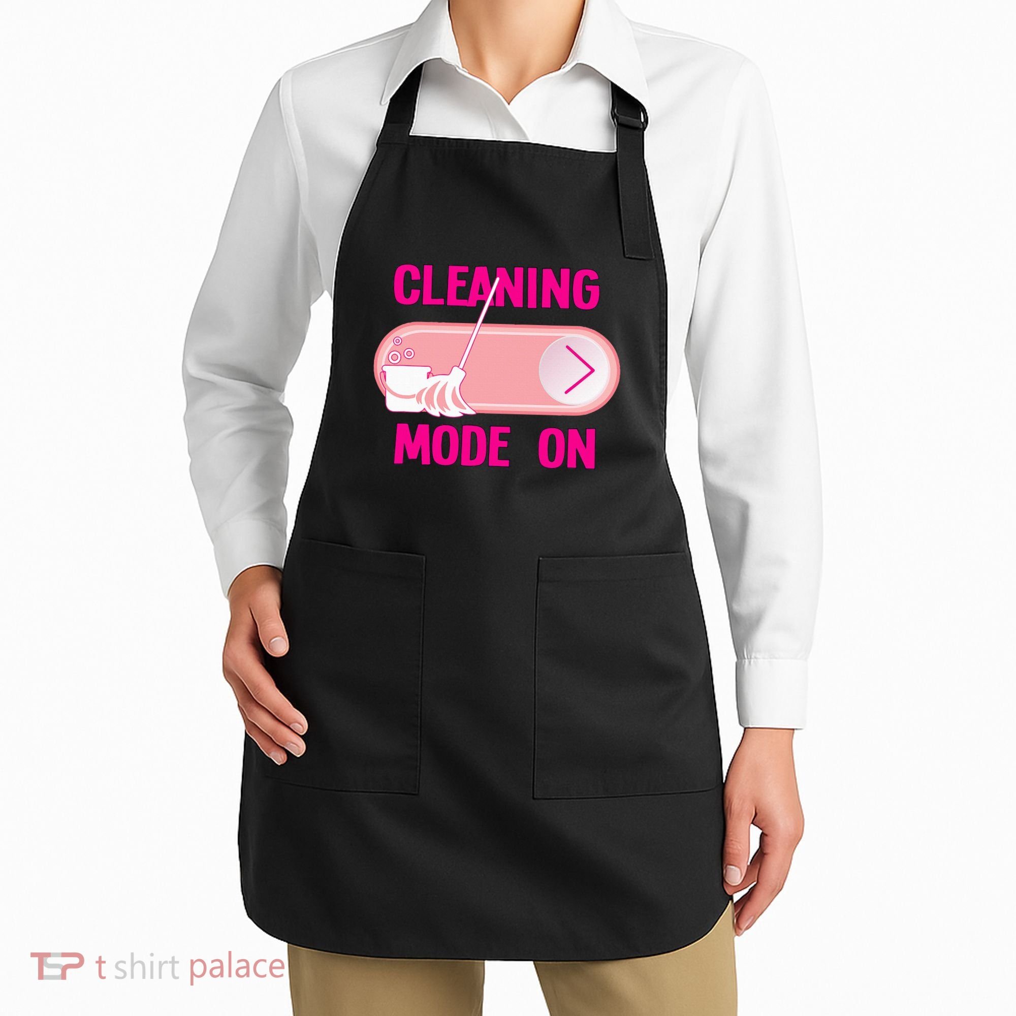 Cleaning Lady Cleaning Mode On Housekeeper Apron