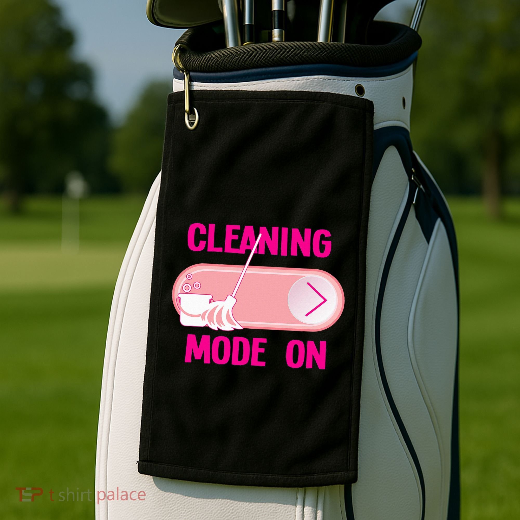 Cleaning Lady Cleaning Mode On Housekeeper Golf Towel