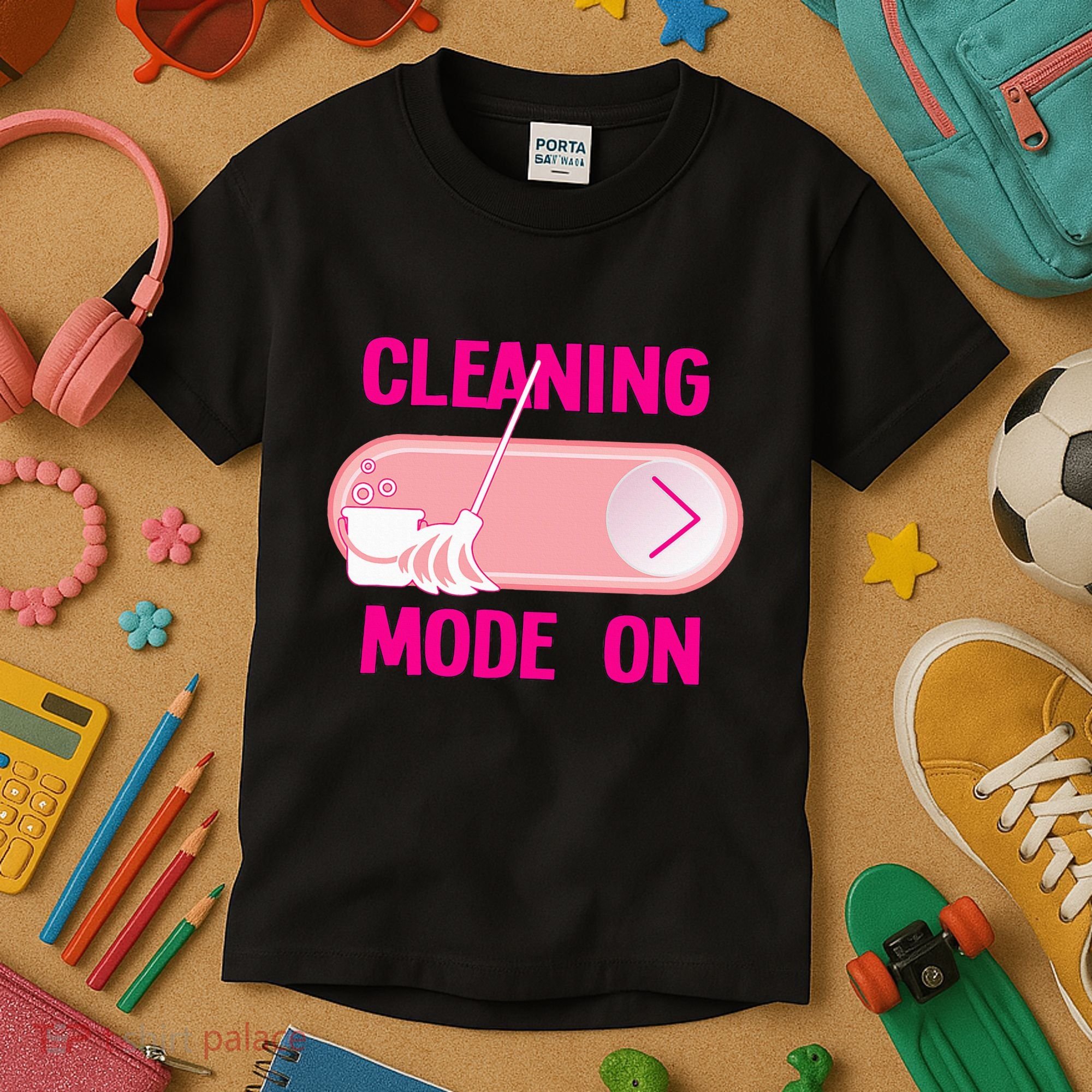 Cleaning Lady Cleaning Mode On Housekeeper Kids T-Shirt