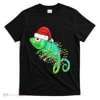 Christmas Lights Chameleon Wearing Xmas Hat Chameleon Lover T-Shirt thumb 0
