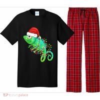 Christmas Lights Chameleon Wearing Xmas Hat Chameleon Lover Pajama Set thumb 0