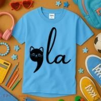 Comma La Cat Lady Kamala Harris Kids T-Shirt thumb 3