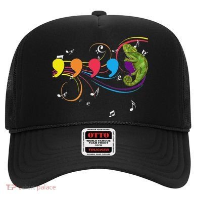 Chameleon Lizard Colorful Musical Notes Comma Animal Lover Hat