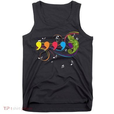 Chameleon Lizard Colorful Musical Notes Comma Animal Lover Tank Top
