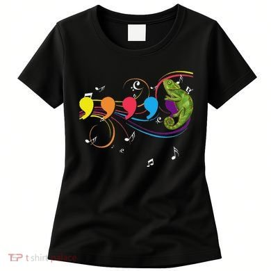 Chameleon Lizard Colorful Musical Notes Comma Animal Lover Women's T-Shirt