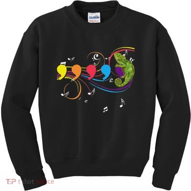 Chameleon Lizard Colorful Musical Notes Comma Animal Lover Kids Sweatshirt