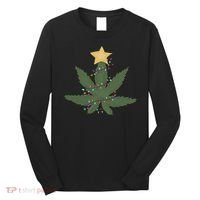 Cannabis Leaf Christmas Tree Funny Weed Xmas Gift Long Sleeve Shirt thumb 0