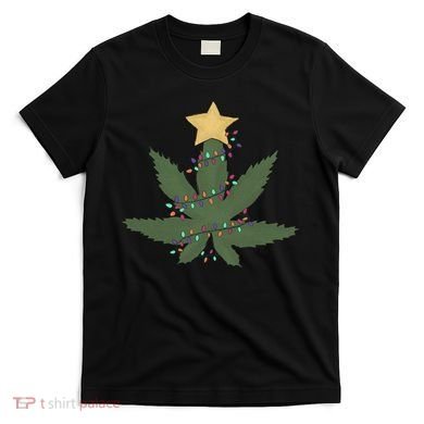 Cannabis Leaf Christmas Tree Funny Weed Xmas Gift T-Shirt