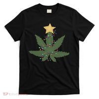 Cannabis Leaf Christmas Tree Funny Weed Xmas Gift T-Shirt thumb 0