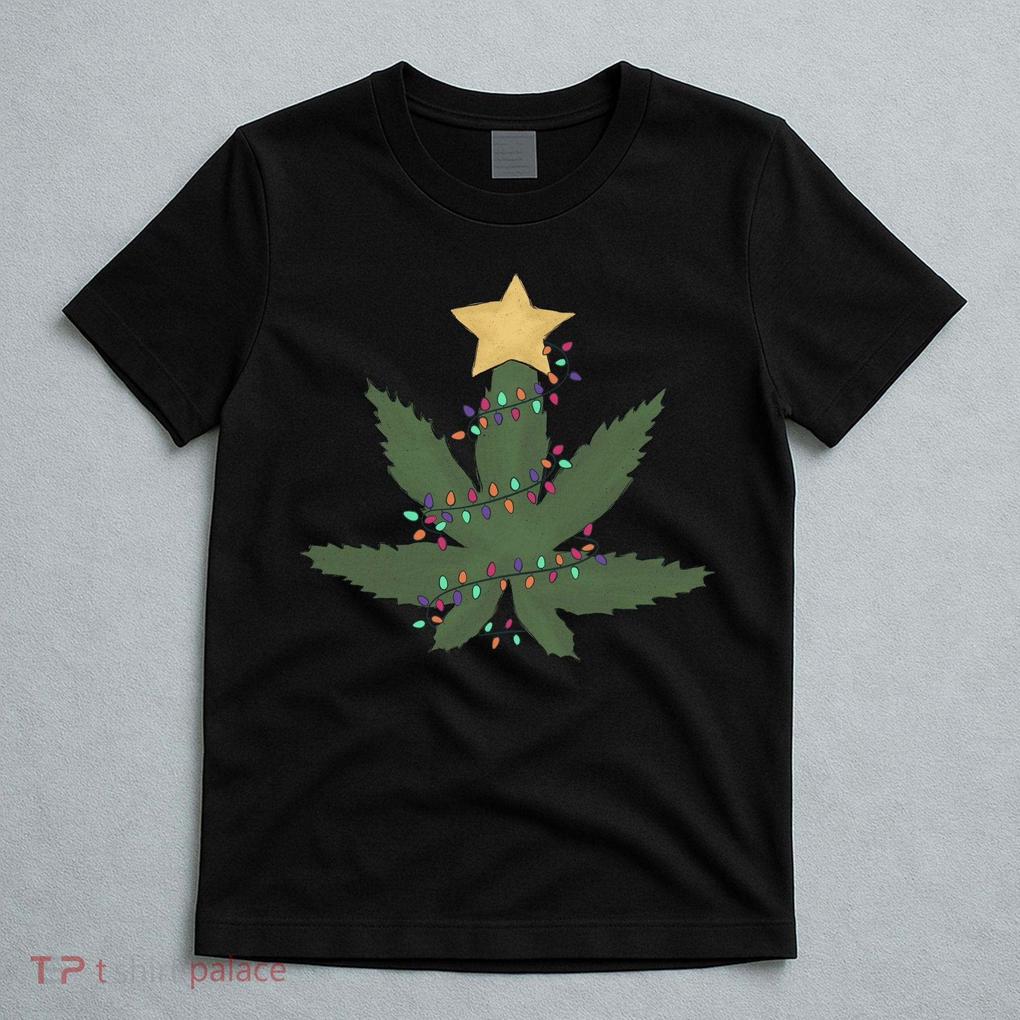 Cannabis Leaf Christmas Tree Funny Weed Xmas Gift T-Shirt