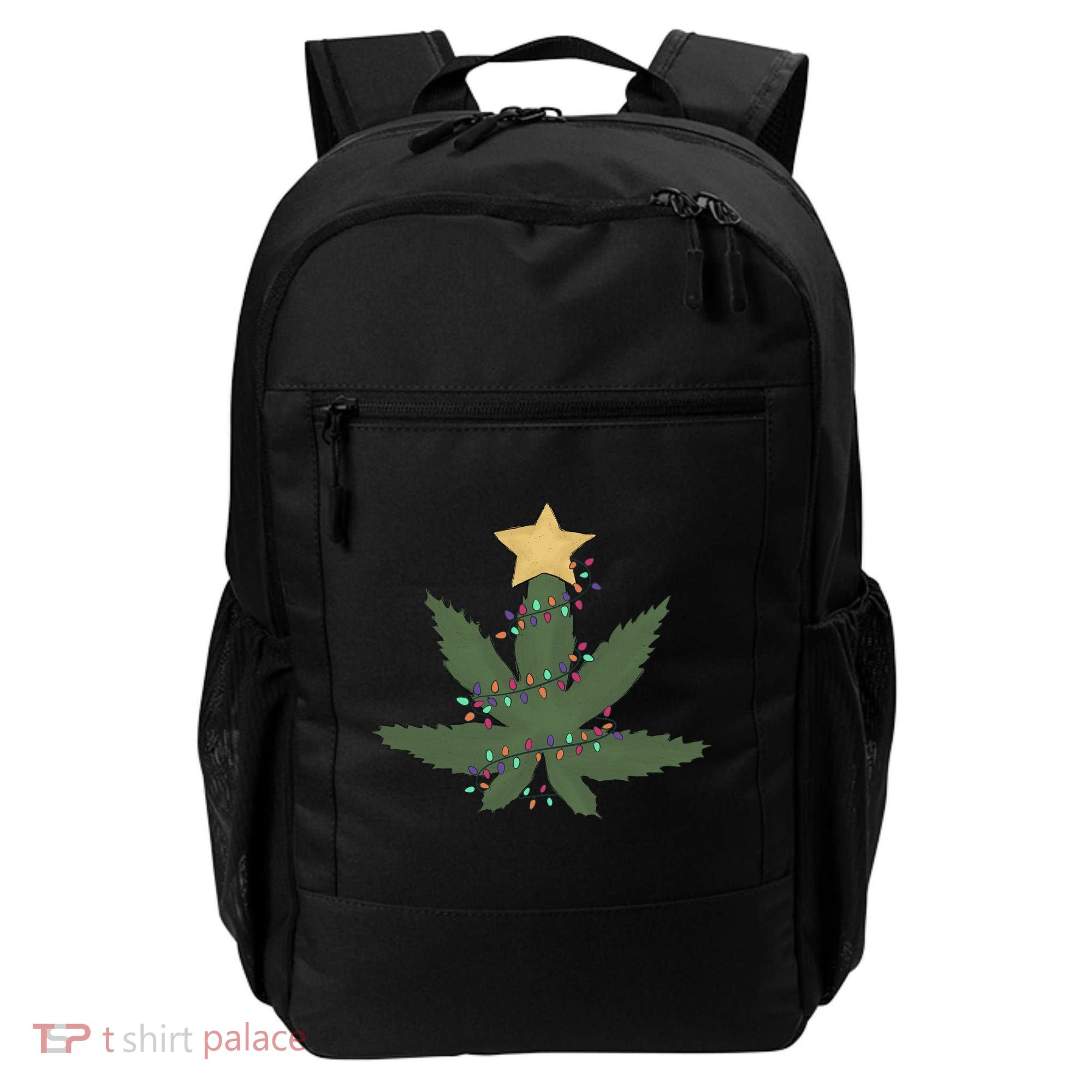 Cannabis Leaf Christmas Tree Funny Weed Xmas Gift Backpack