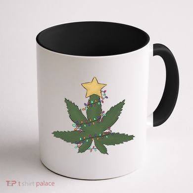 Cannabis Leaf Christmas Tree Funny Weed Xmas Gift Coffee Mug back
