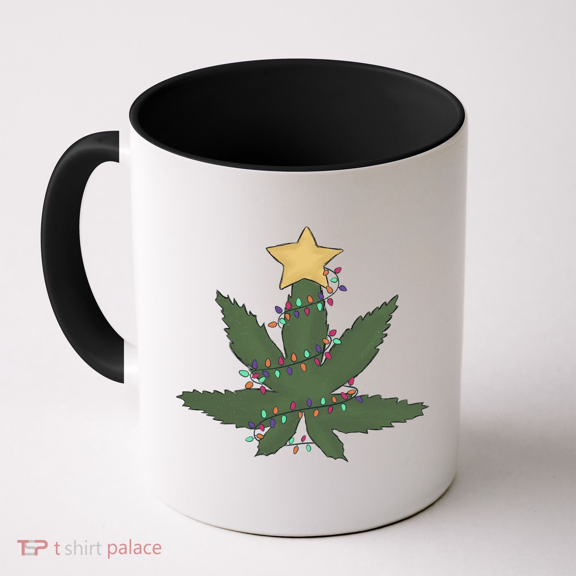 Cannabis Leaf Christmas Tree Funny Weed Xmas Gift Coffee Mug
