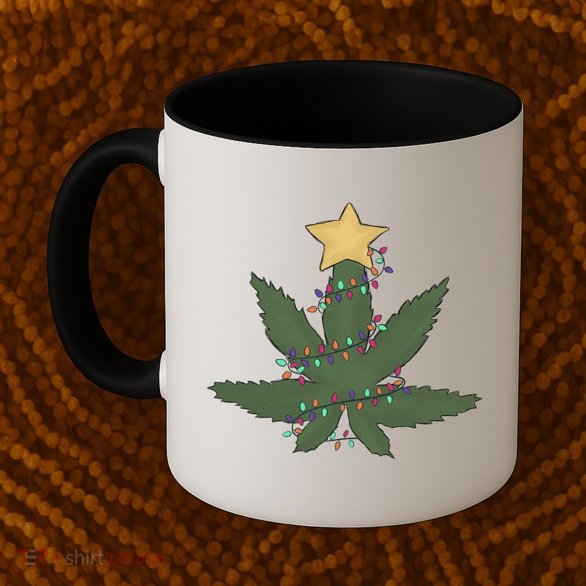 Cannabis Leaf Christmas Tree Funny Weed Xmas Gift Coffee Mug