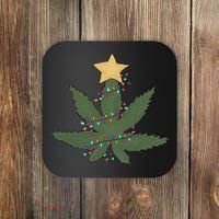 Cannabis Leaf Christmas Tree Funny Weed Xmas Gift Coaster thumb 0