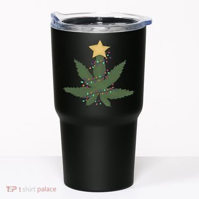 Cannabis Leaf Christmas Tree Funny Weed Xmas Gift Tumbler