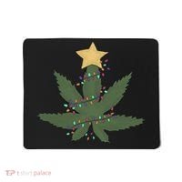 Cannabis Leaf Christmas Tree Funny Weed Xmas Gift Mousepad thumb 0