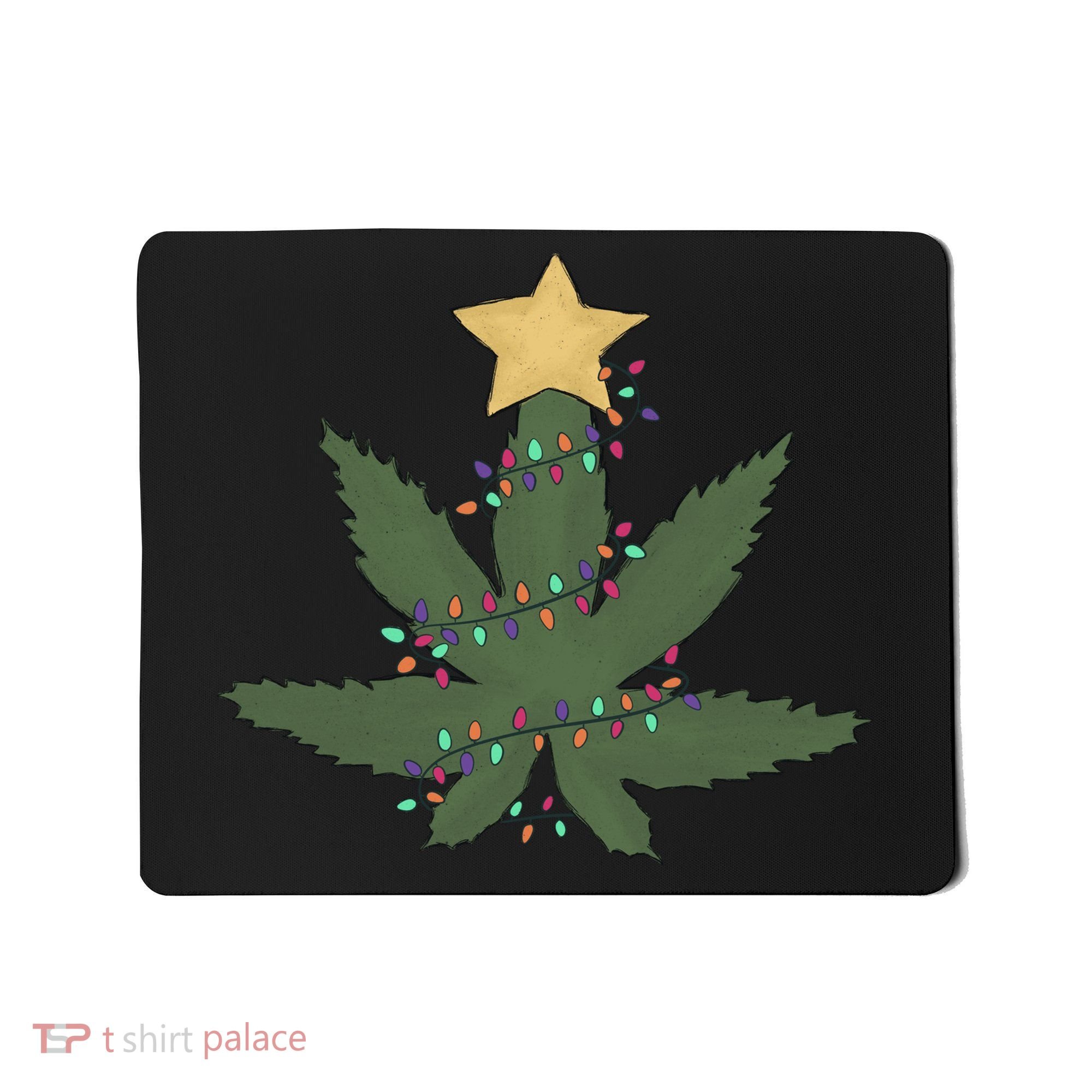 Cannabis Leaf Christmas Tree Funny Weed Xmas Gift Mousepad