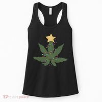Cannabis Leaf Christmas Tree Funny Weed Xmas Gift Women's Tank Top thumb 0
