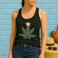 Cannabis Leaf Christmas Tree Funny Weed Xmas Gift Women's Tank Top thumb 2