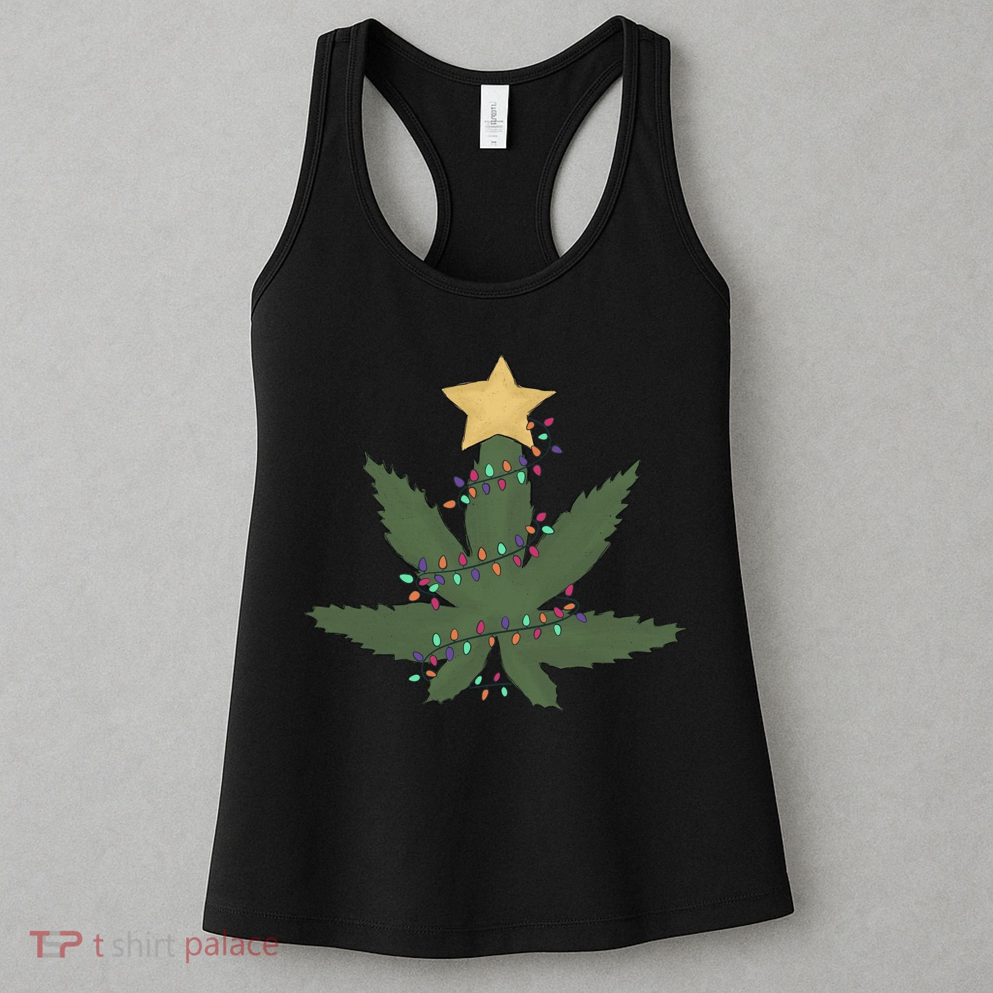 Cannabis Leaf Christmas Tree Funny Weed Xmas Gift Women's Tank Top