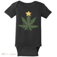 Cannabis Leaf Christmas Tree Funny Weed Xmas Gift Baby Bodysuit thumb 0