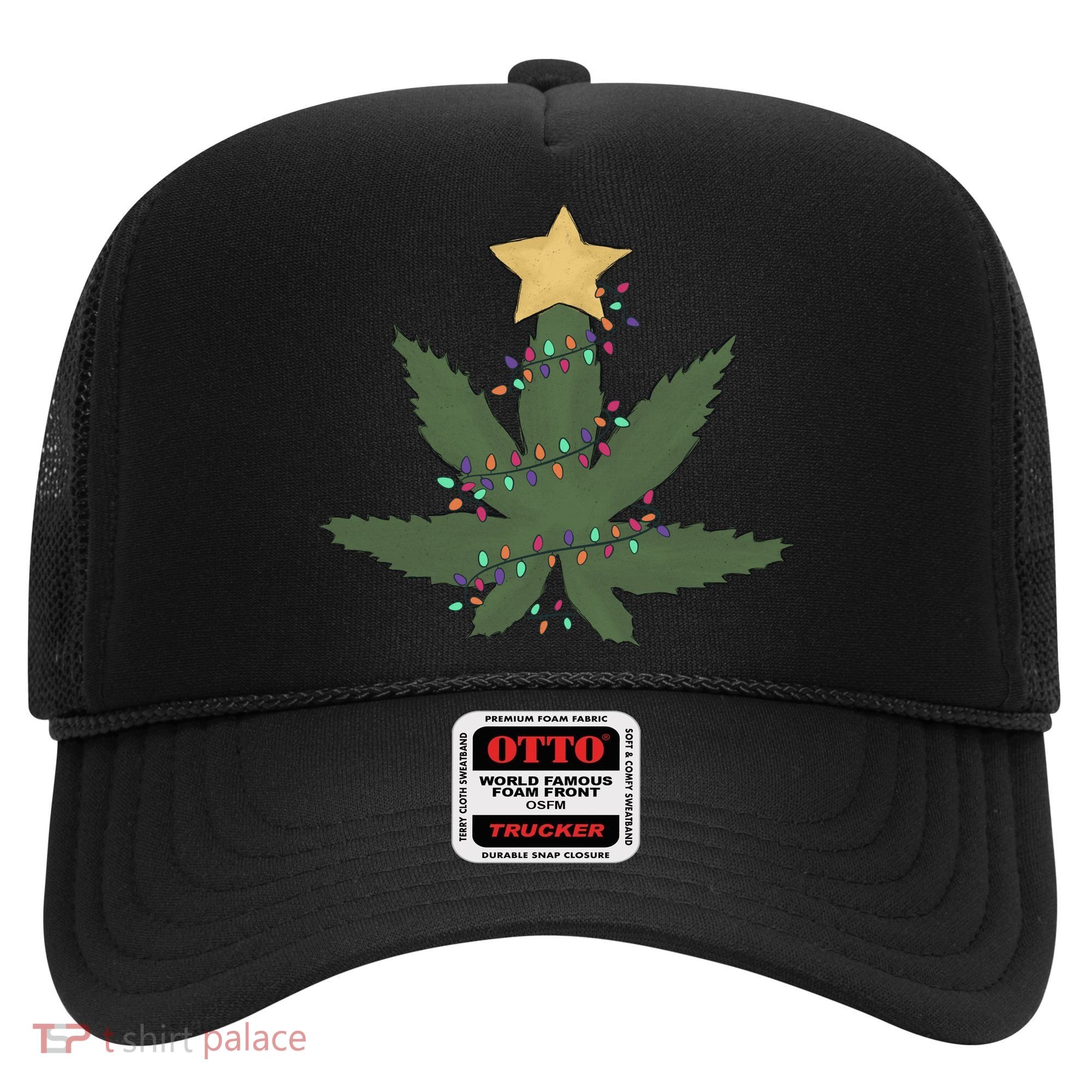 Cannabis Leaf Christmas Tree Funny Weed Xmas Gift Hat