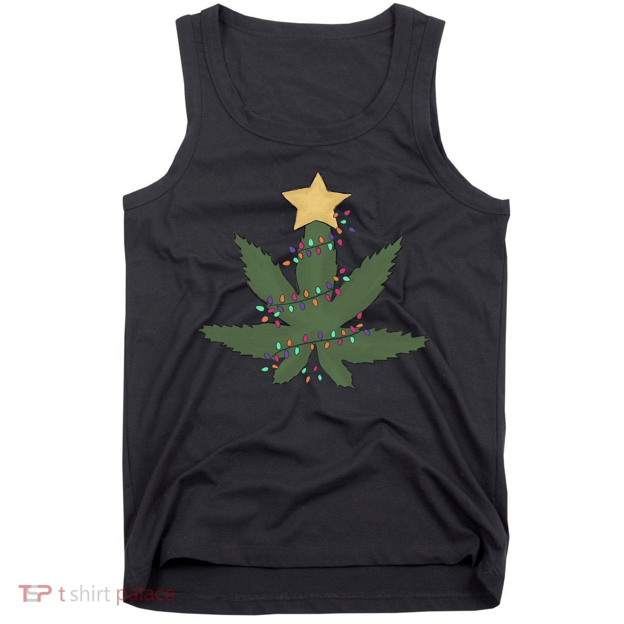 Cannabis Leaf Christmas Tree Funny Weed Xmas Gift Tank Top