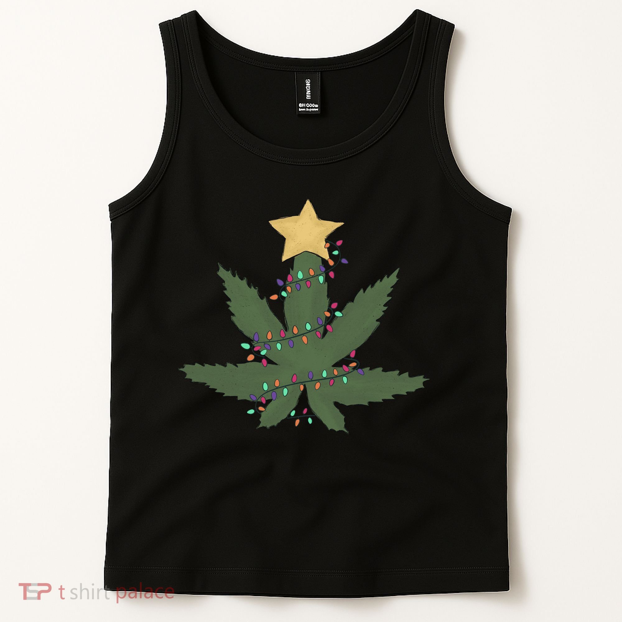 Cannabis Leaf Christmas Tree Funny Weed Xmas Gift Tank Top