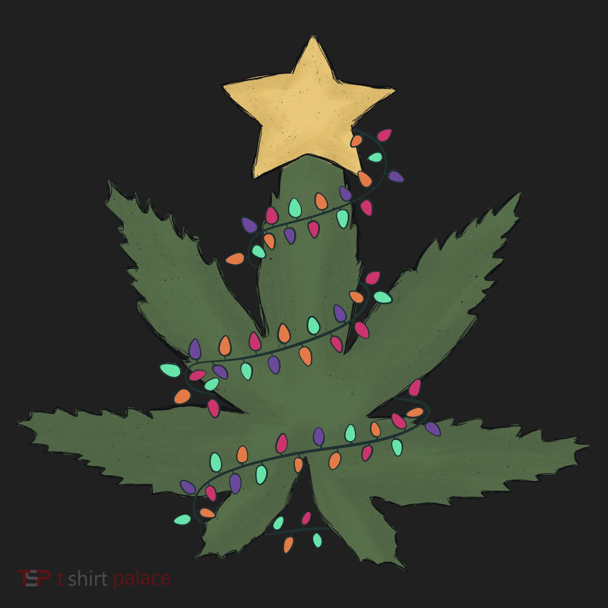 Cannabis Leaf Christmas Tree Funny Weed Xmas Gift Golf Towel
