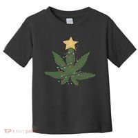 Cannabis Leaf Christmas Tree Funny Weed Xmas Gift Toddler T-Shirt thumb 0