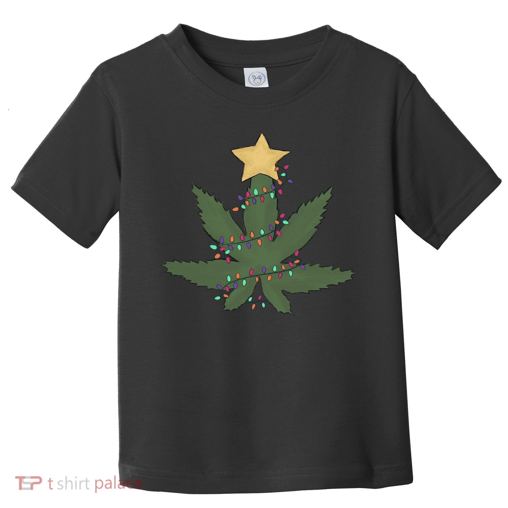 Cannabis Leaf Christmas Tree Funny Weed Xmas Gift Toddler T-Shirt