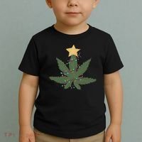 Cannabis Leaf Christmas Tree Funny Weed Xmas Gift Toddler T-Shirt thumb 2