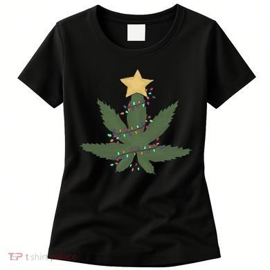 Cannabis Leaf Christmas Tree Funny Weed Xmas Gift Women's T-Shirt