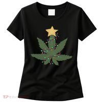 Cannabis Leaf Christmas Tree Funny Weed Xmas Gift Women's T-Shirt thumb 0